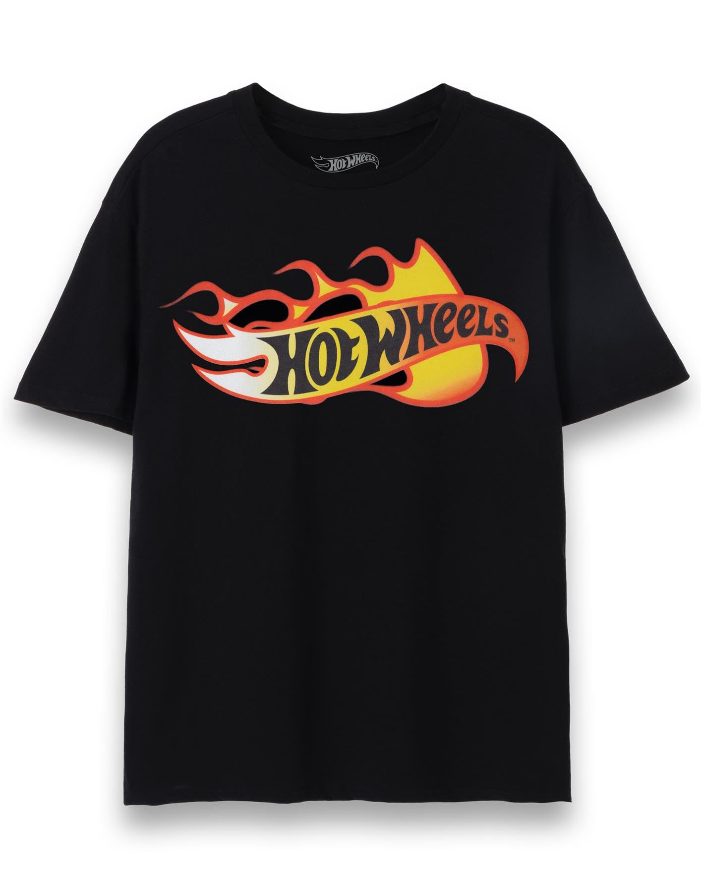 Hot Wheels Men's Black T-Shirt | Adults Classic Flame Logo Short Sleeve Graphic Tee In | Racing Flames Vintage Car Apparel Top | Collectors Sports Speed Toy Iconic Merchandise Gift For Him 3XL