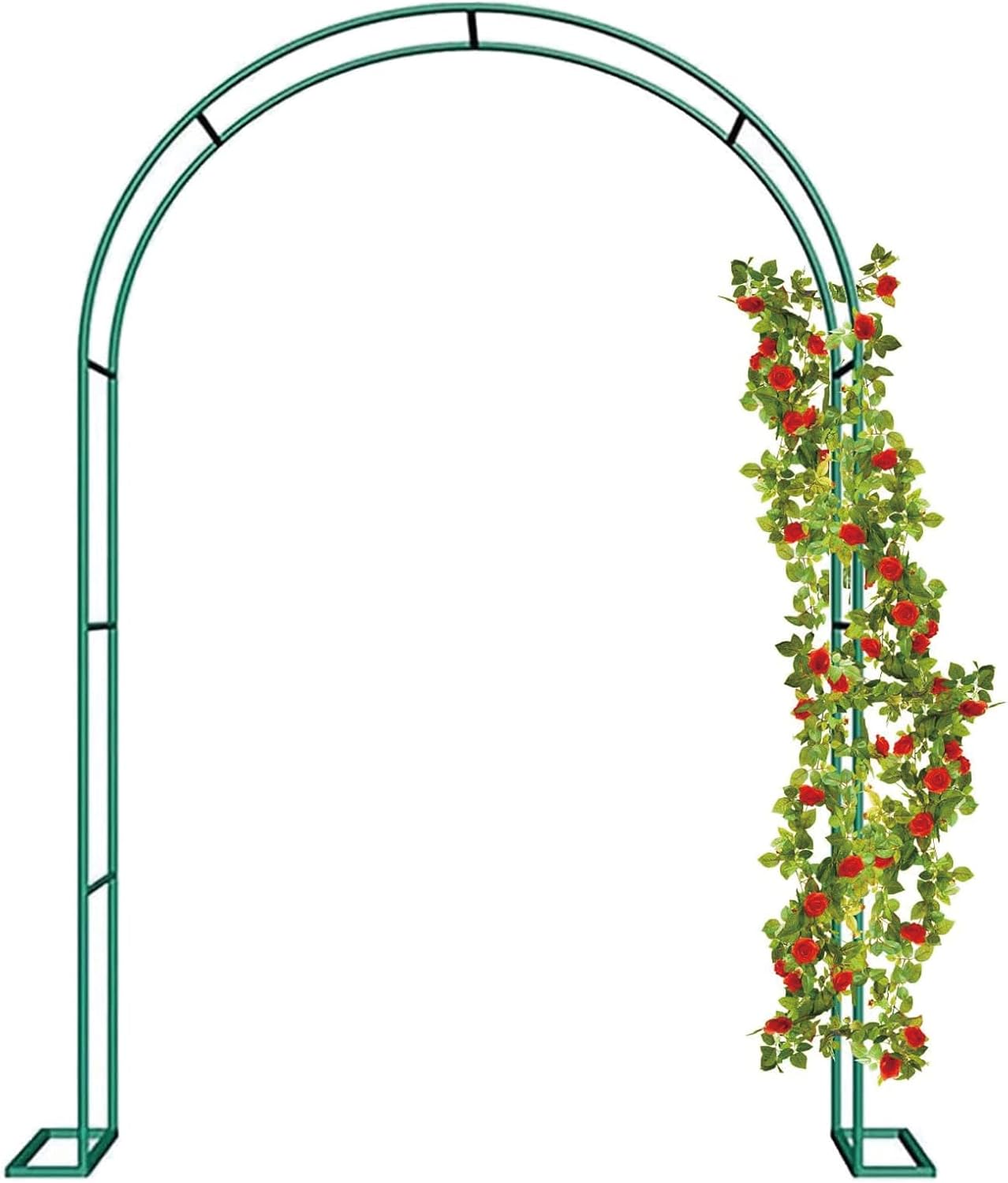 Garden Arch with Base, Garden Arbor Archway, Rose Arch Metal Pergola Arbor Climbing Plants, Plants Support Trellis Wedding Arch for Backyard, Lawn, Patio, Wedding Decor,Green,140 x 230 cm