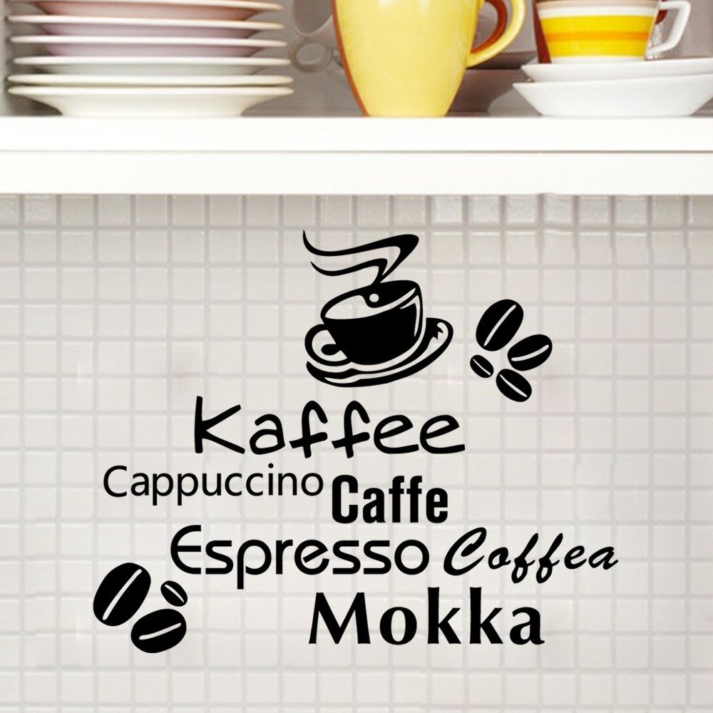 Adesivi murali frase caffè sono decorazioni da parete per bar