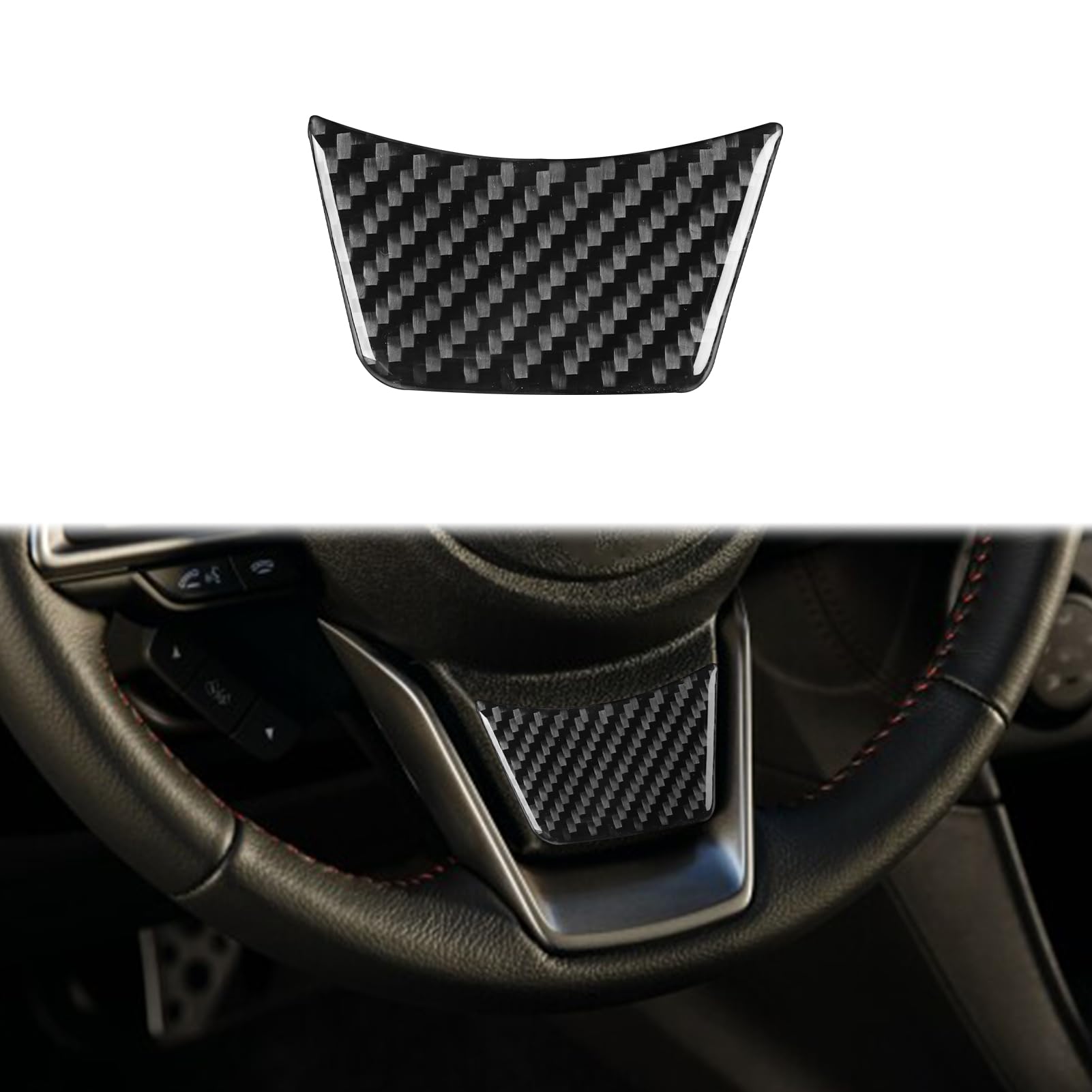 UOADA Crew Cab Car Interior Wheel Decoration Decal Compatible with Subaru Impreza 2017-2023 / Crosstrek 2018 2019 2020 2021 2022 2023 Premium Real Carbon Fiber Sticker Auto Accessories Black.