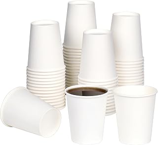 Paper Cups, 50 Pack 8 Oz Paper Coffee Cups, White Hot Cups Cold Beverage Cup Disposable Cups for Juice Water Tea, Home Office Party Travel
