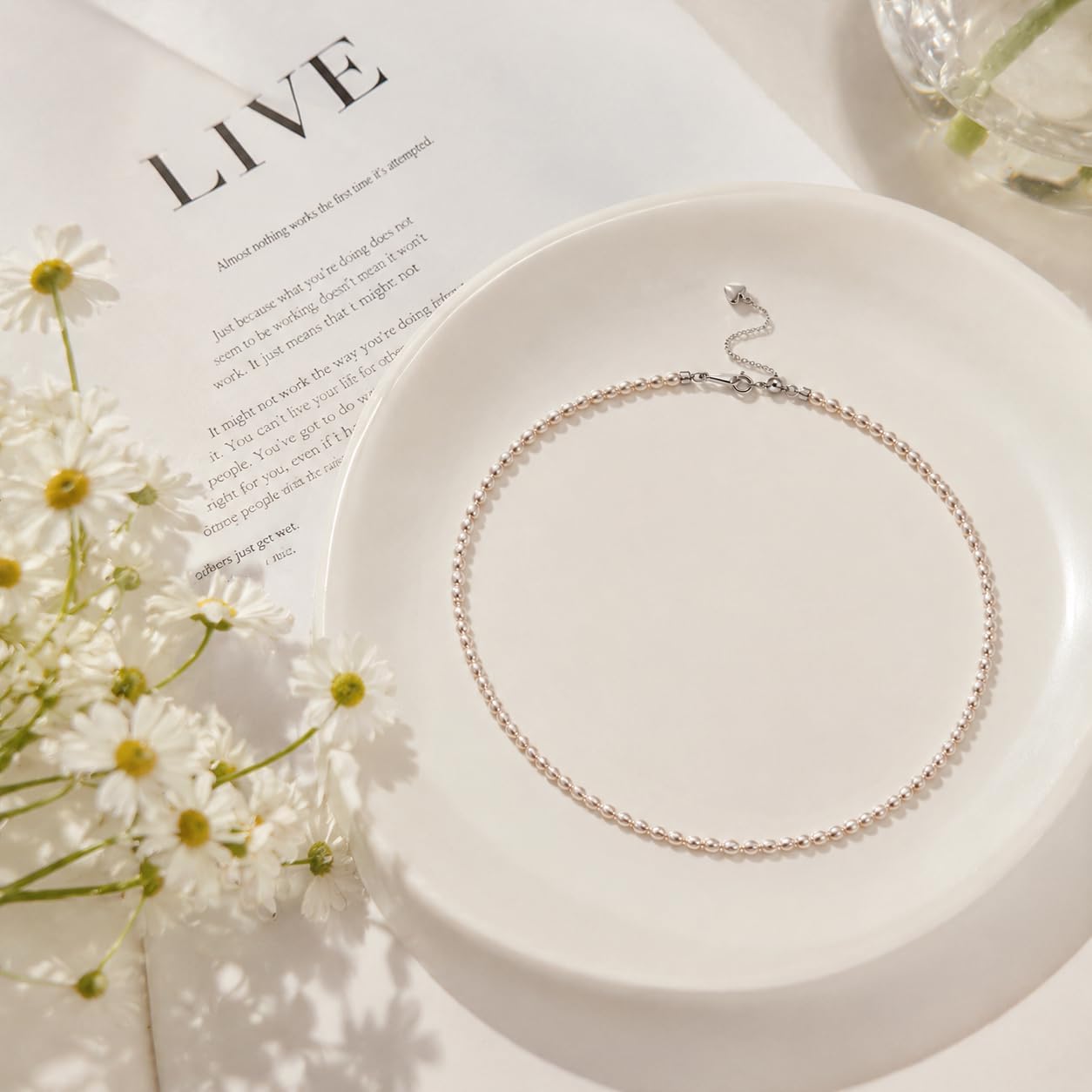 Pearl Necklace,18K Gold Plated Rice Freshwater Pearl Choker for Women,3-4mm | Tiny Small Rice Pearls Necklace Choker Chain Jewelry for Bridesmaid Wedding Christmas Valentine's Day Birthday Gifts