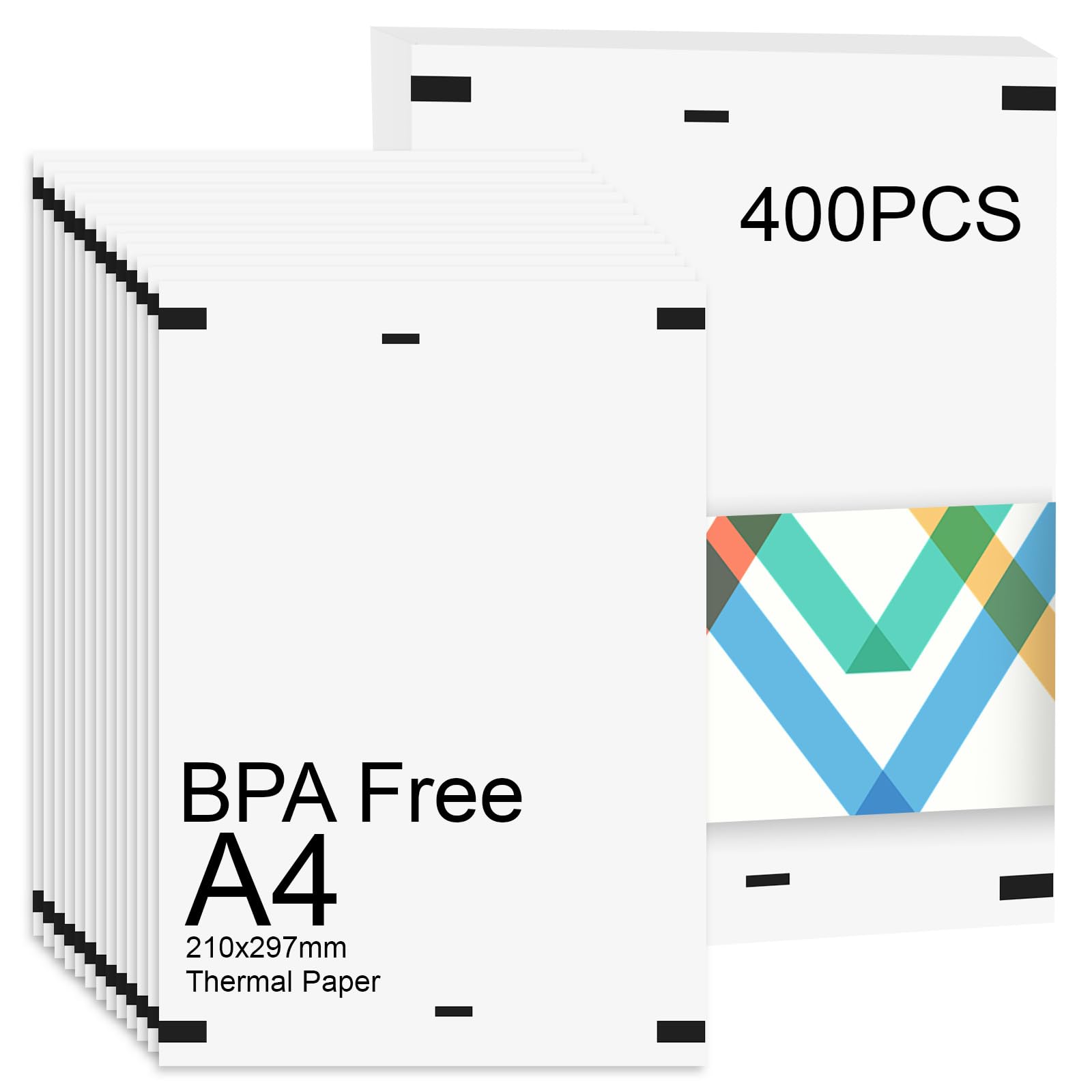 Ghligna A4 Thermal Paper 400 Sheets Fanfold, 210x297mm (8.27x11.69 inch) Premium A4 Thermal Printer Paper for No-Ink & Direct Thermal Printers, Perfect for Home Office Travel & Document Printing