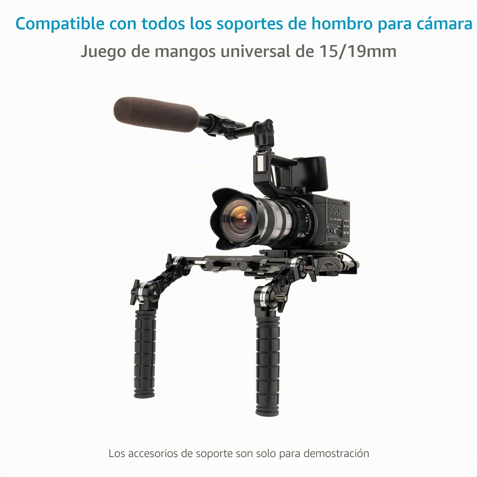 CAMTREE Hunt Set de manijas Roseta 15 mm/19 mm para rigs de Hombro | Compatible con varillas de 15 mm y 19 mm, con rosetas para ajuste de posición de las manos en rigs de cámara.