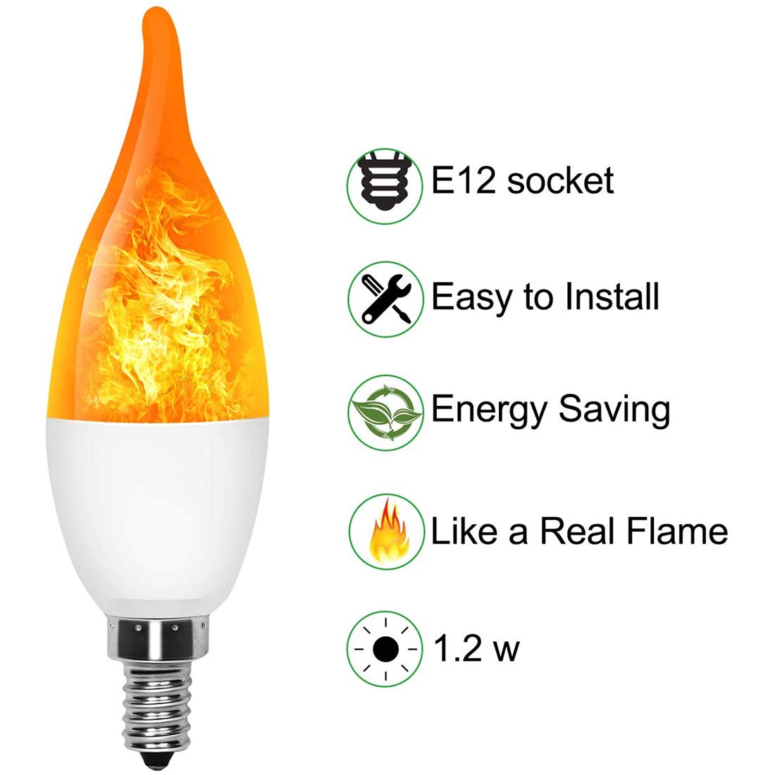 Bombilla De Llama con Portavelas LED, Bombilla E12 Bombilla De Araña LED Azul De 1,2 Vatios-para Decoración De Vacaciones/Hotel/Bar/Decoración De Halloween (6 Piezas),Pull Tail,E27
