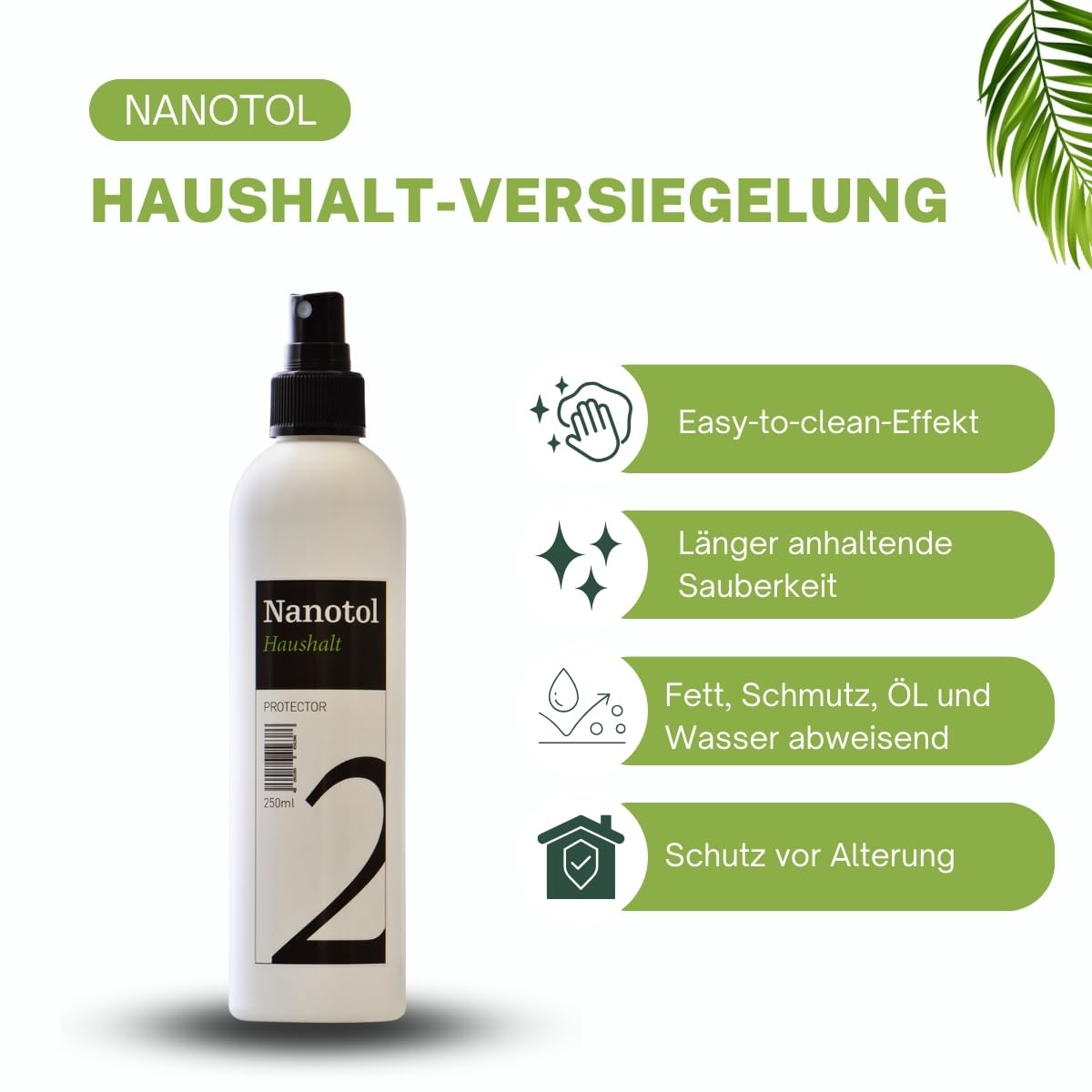 Nanotol Fensterreiniger Set mit Nanoversiegelung - EASY-TO-CLEAN Beschichtung für 40 m² Glas + Rahmen - geeignet für Fensterwischer, Fenstersauger, Abzieher