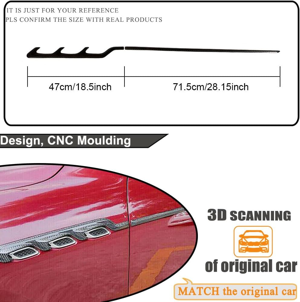Real Carbon Fiber Side Air Vent Trim Cover Fits for Maserati Levante Base/S Sport Utility 2016 2017 2018 Customized Real Carbon Fiber Front Side Fender Vent Cover Trim