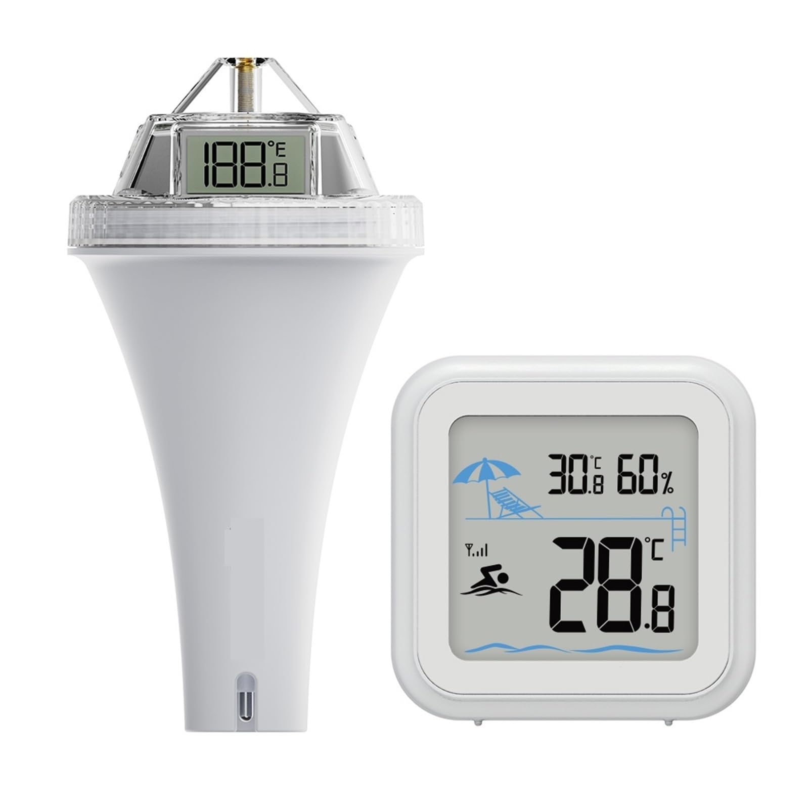 Termometr Do Wody Bezprzewodowy Termometr Basenowy Z Funkcją Przeciwmgielną 360° LCD IP68 Wodoodporny Cyfrowy Pływający Czujnik Temperatury Wody W SPA