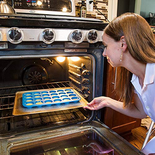 E Kaini 24 Cup Silicone Muffin Mini Cupcak Reusable Tope Baking Pan Set Non Stick Cake Molds/Dishwasher - Microwave Safe (Blue/1Pack) #TOP1