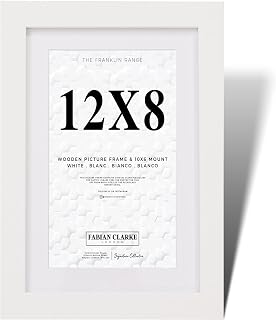 Fabian Clarke London® Cornice portafoto in legno bianco moderno 12x8 con supporto bianco 10x6 per appendere verticale o orizzontale