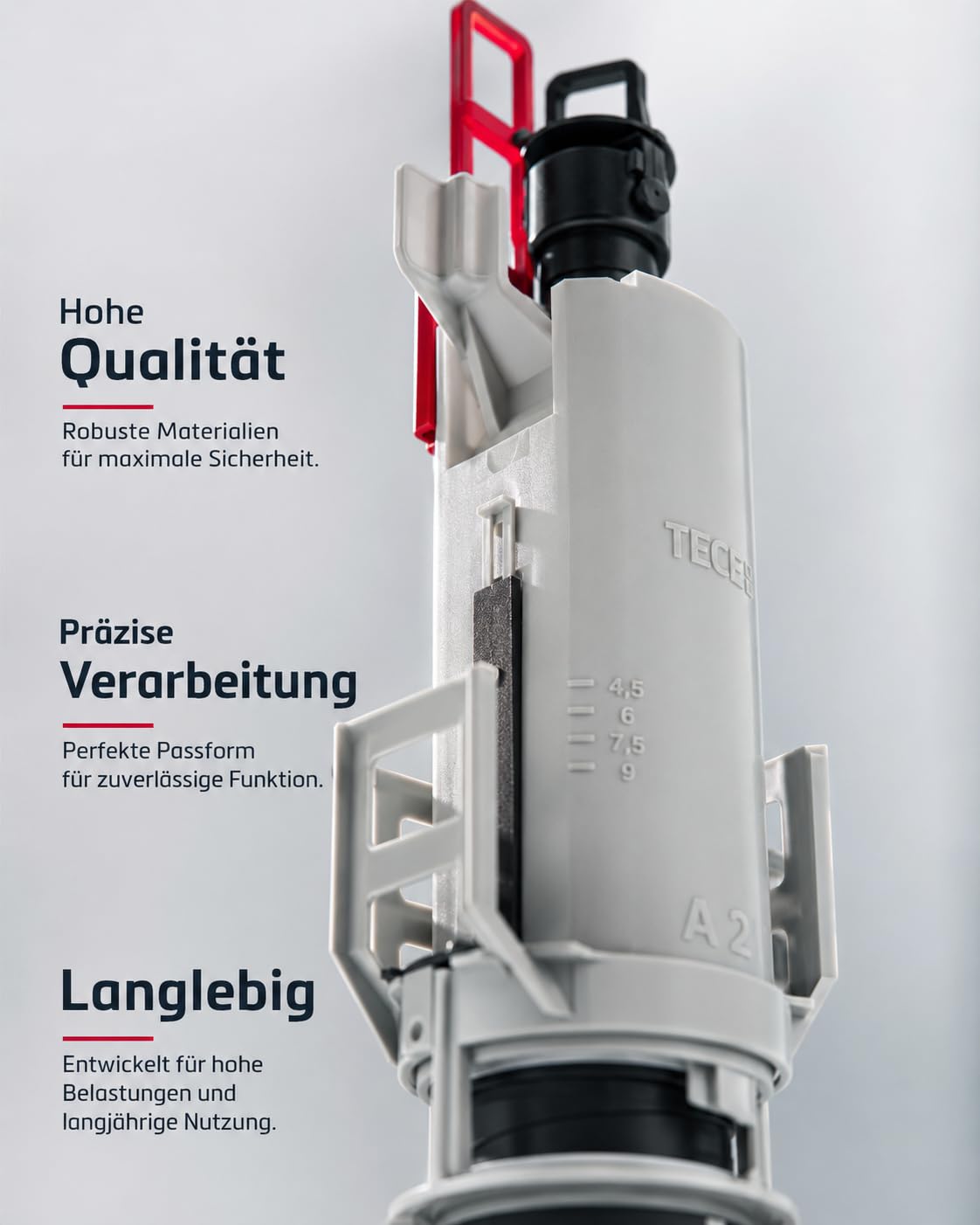 TECE Füllventil F10 Universal Set mit Panzerschlauch 3/8" bis 2019 und Ablaufventil A2 für Spülkasten 13 cm