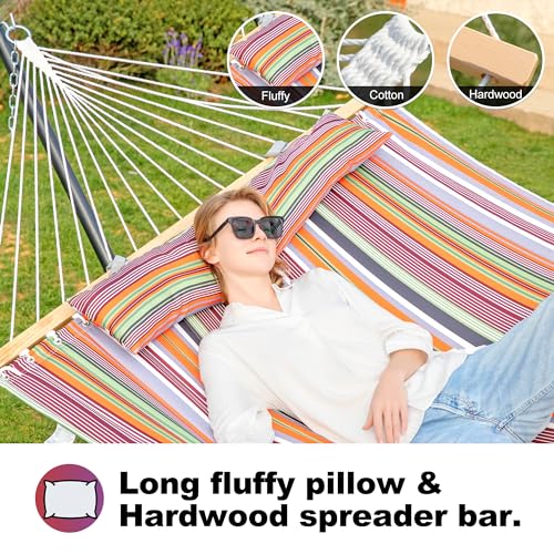 Image of GAFETE 2 Person Hammock with Stand for Outside, Heavy Duty Steel Stand