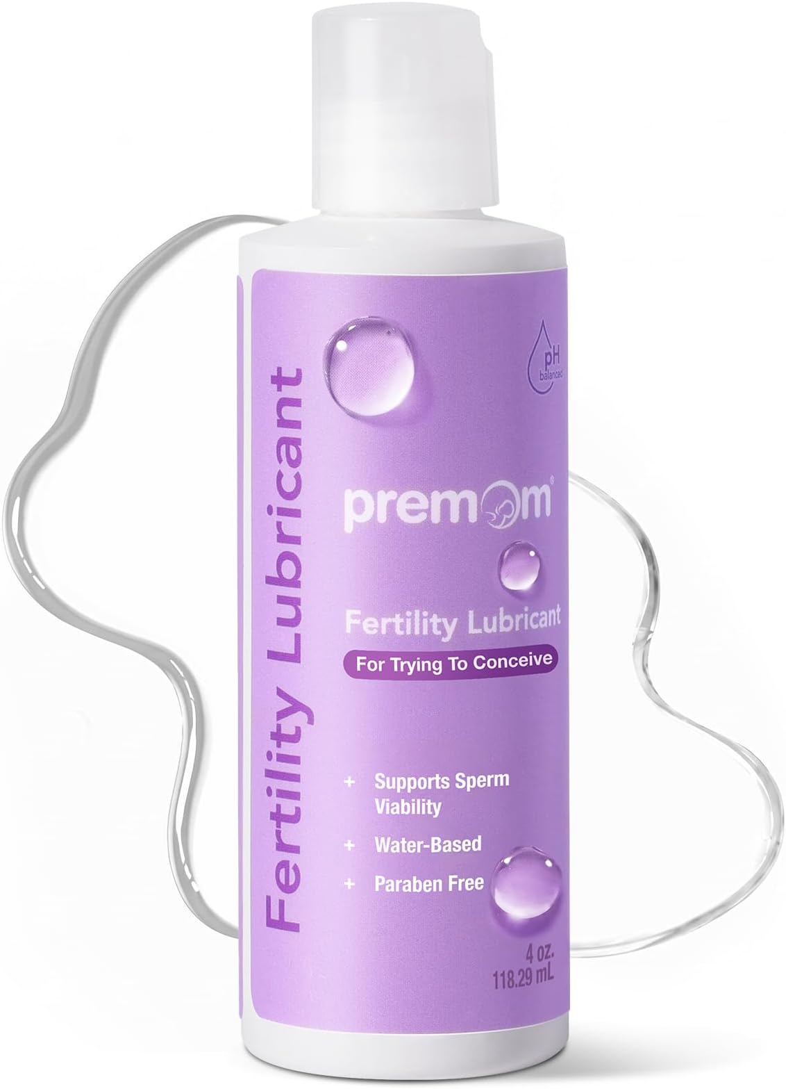 Fertility Lubricant, pH Balanced, Sperm Friendly, Water Based Personal Lube for Women, Men, & Couples Trying to Conceive, No Glycerin or Parabens, Fragrance Free, Condom Safe, 4 Fl Oz