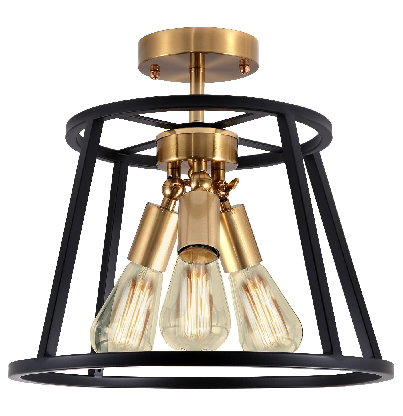 Buy 3Light Modern Semi Flush Ceiling Light 14.3’’ Farmhouse Black and