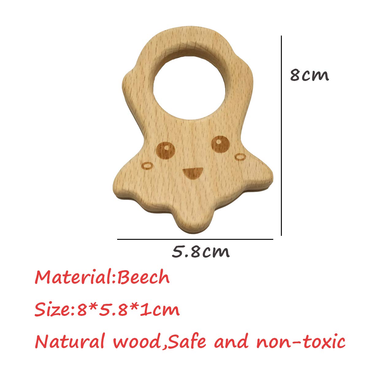 2pcs Natural Wooden Octopus Pendant Pure Natural Beech Wood Animal Shape for Handmade Necklace/Bracelet (Octopus 2pcs)