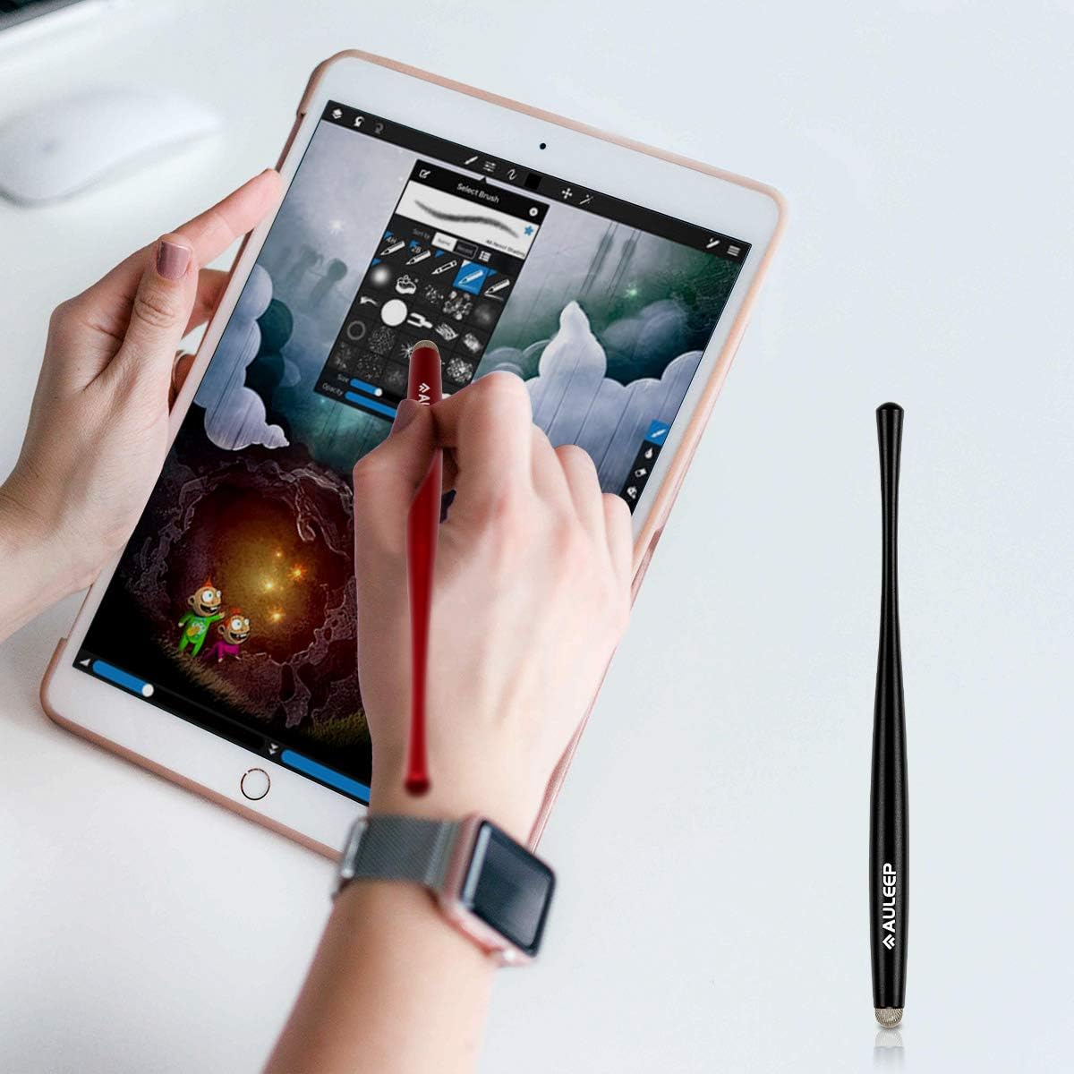 AULEEP Capacitive Stylus Pen for Touch Screen 2 Pack with 6 Nanofiber Tips Compatible for Phones, Tablets, iPads, Kindles (red Black) : Everything Else