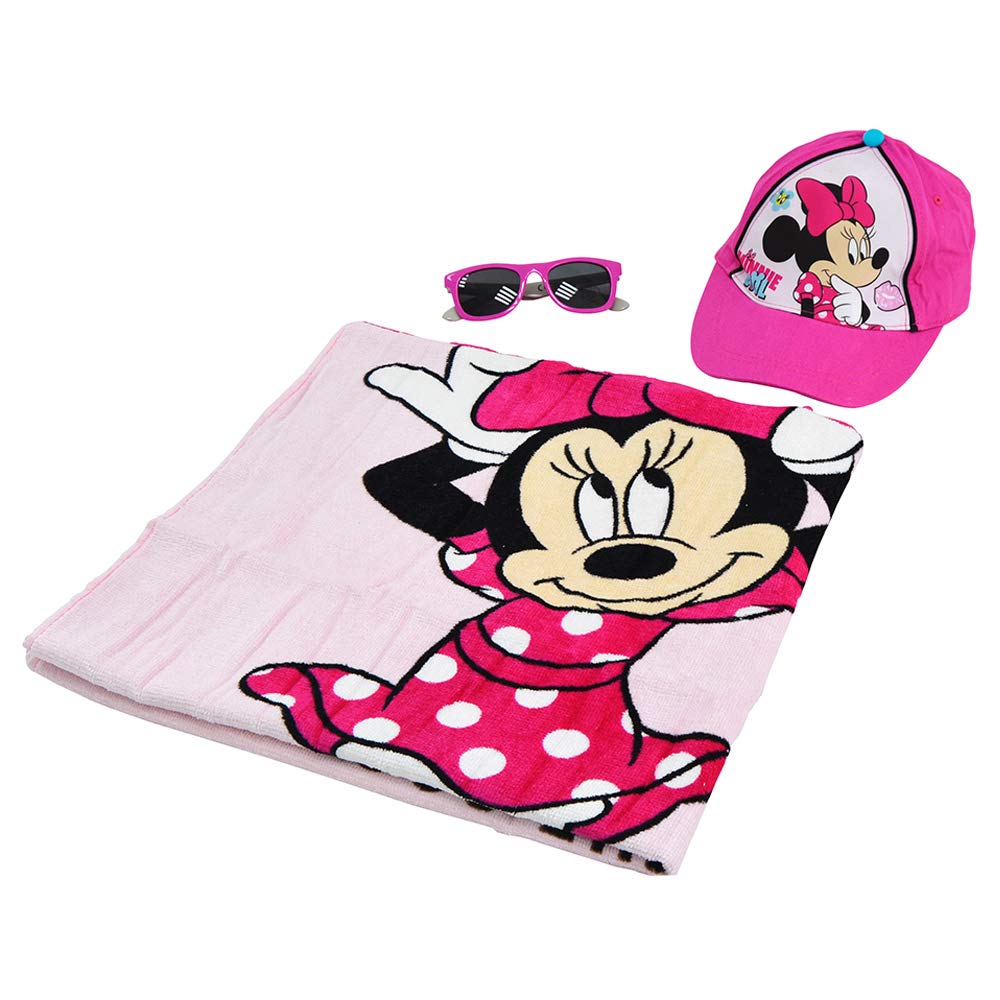 Disney Minnie - Kids Beach Set (Button Bag, Sunglass, Towel and Cap)