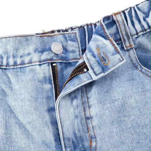 Jeans for Girls, Vintage High Waist Heart Print Wide Leg Loose Fit Denim Pants with Pocket, Cute Casual Trousers3