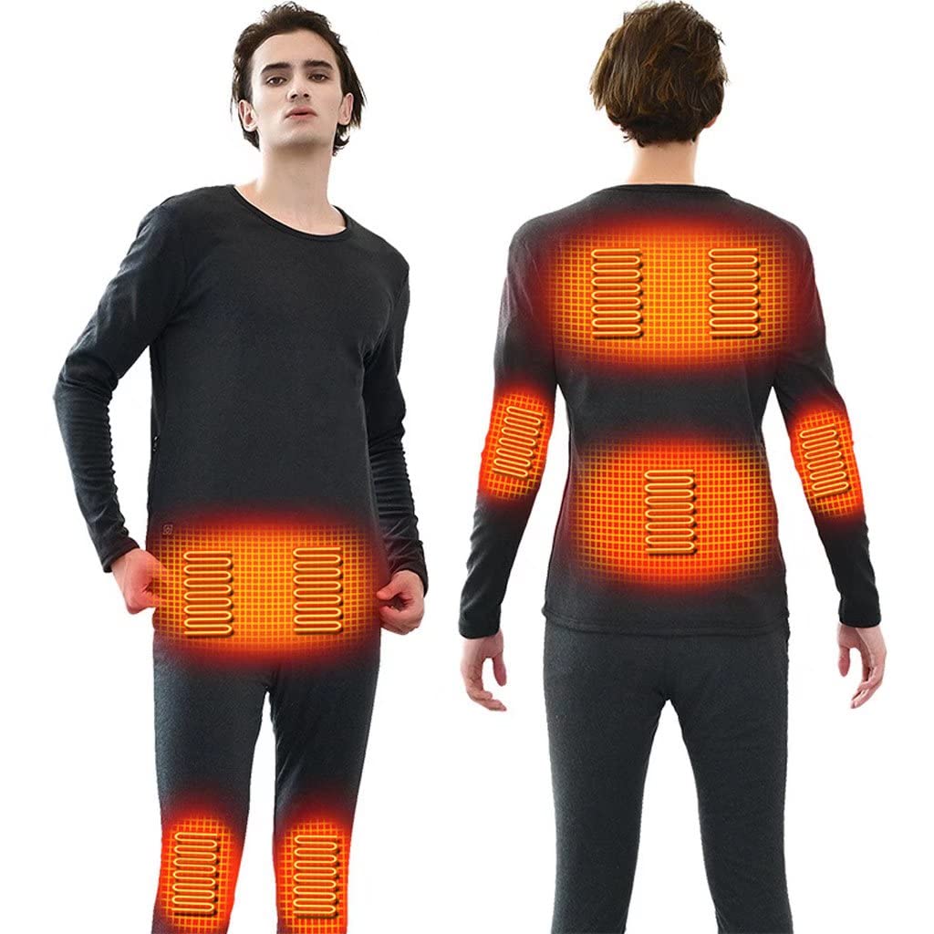 Sous-vêtements chauffants pour hommes ensemble gris à manches longues USB