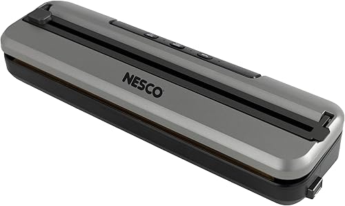 NESCO VS-74S - Máquina selladora al vacío, 3 modos, cortador integrado, aspiradora suave para alimentos frágiles, puerto externo de recipiente, 20