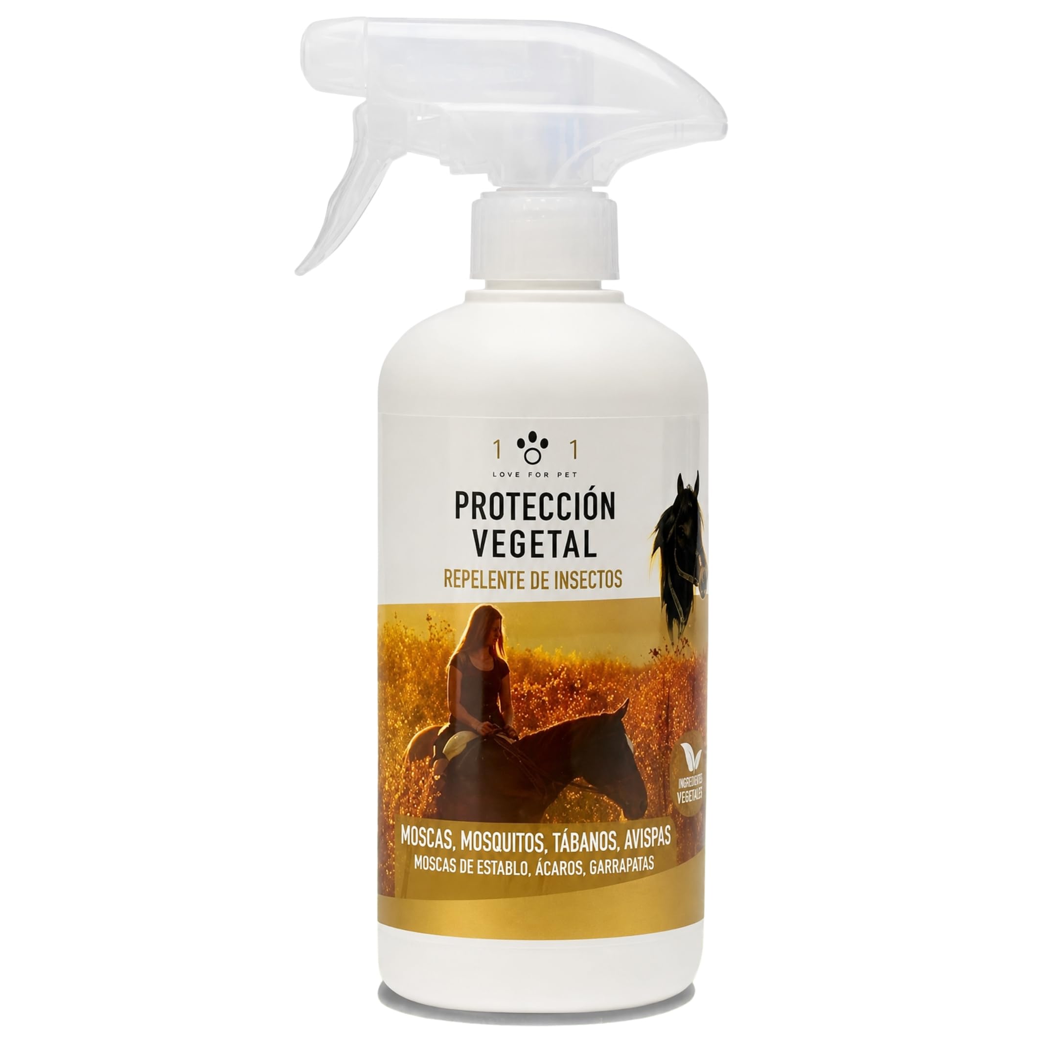 Spray Protección Natural, 750ml - Repelente específico contra Moscas, tábanos, Avispas, Mosquitos, Mosquitos etc - Extractos Naturales de Clavel, Geranio, citronela - para Caballos, Linea 101