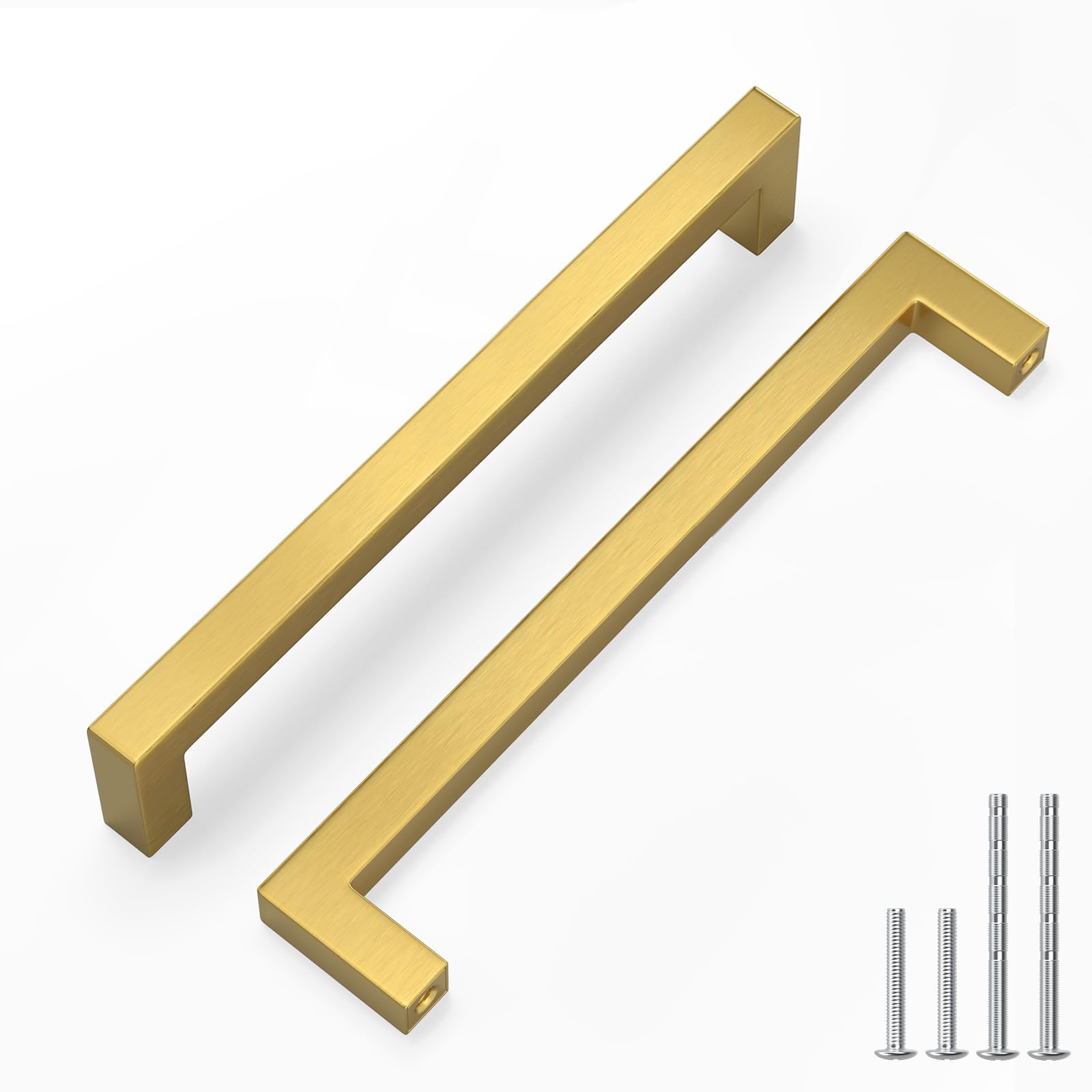 LONTAN 25 Pack Gold Kitchen Door Handles 192mm Square Brushed Brass Cupboard Handles Wardobe Bathroom Kitchen Cupboard Door Pulls Stainless Steel
