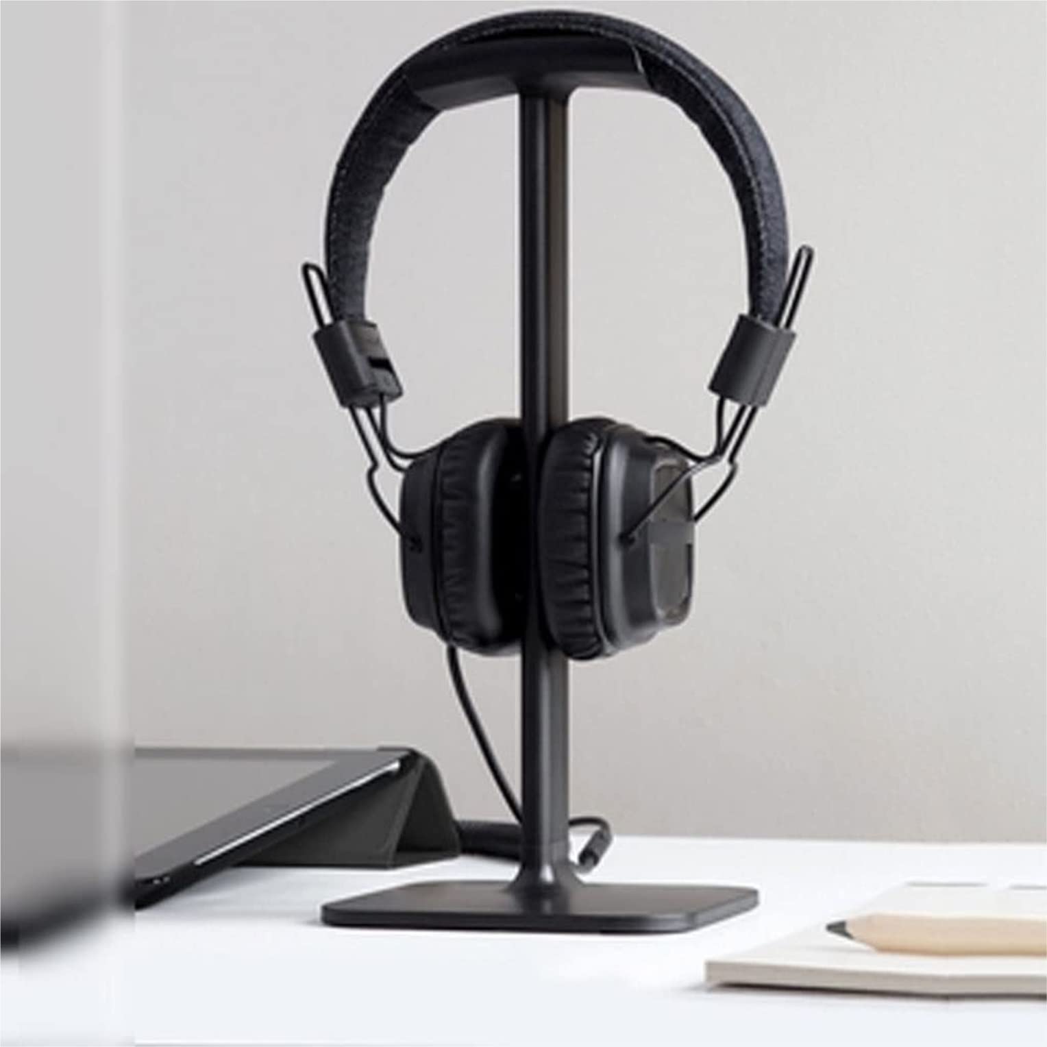 Supporto for cuffie in metallo e silicone, semplice, adatto a tutti i supporti for auricolari(Black)