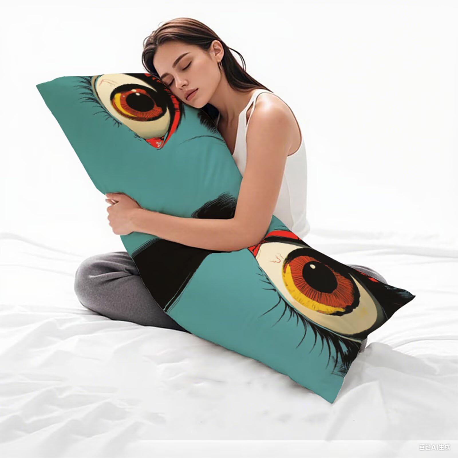 Boczna poduszka do spania, turkusowa poszewka na poduszkę 180 x 60 cm duża poszewka na poduszkę, miękka lniana dwustronna poszewka na poduszkę, zamek błyskawiczny ciążowy poduszka do spania Y4-1044