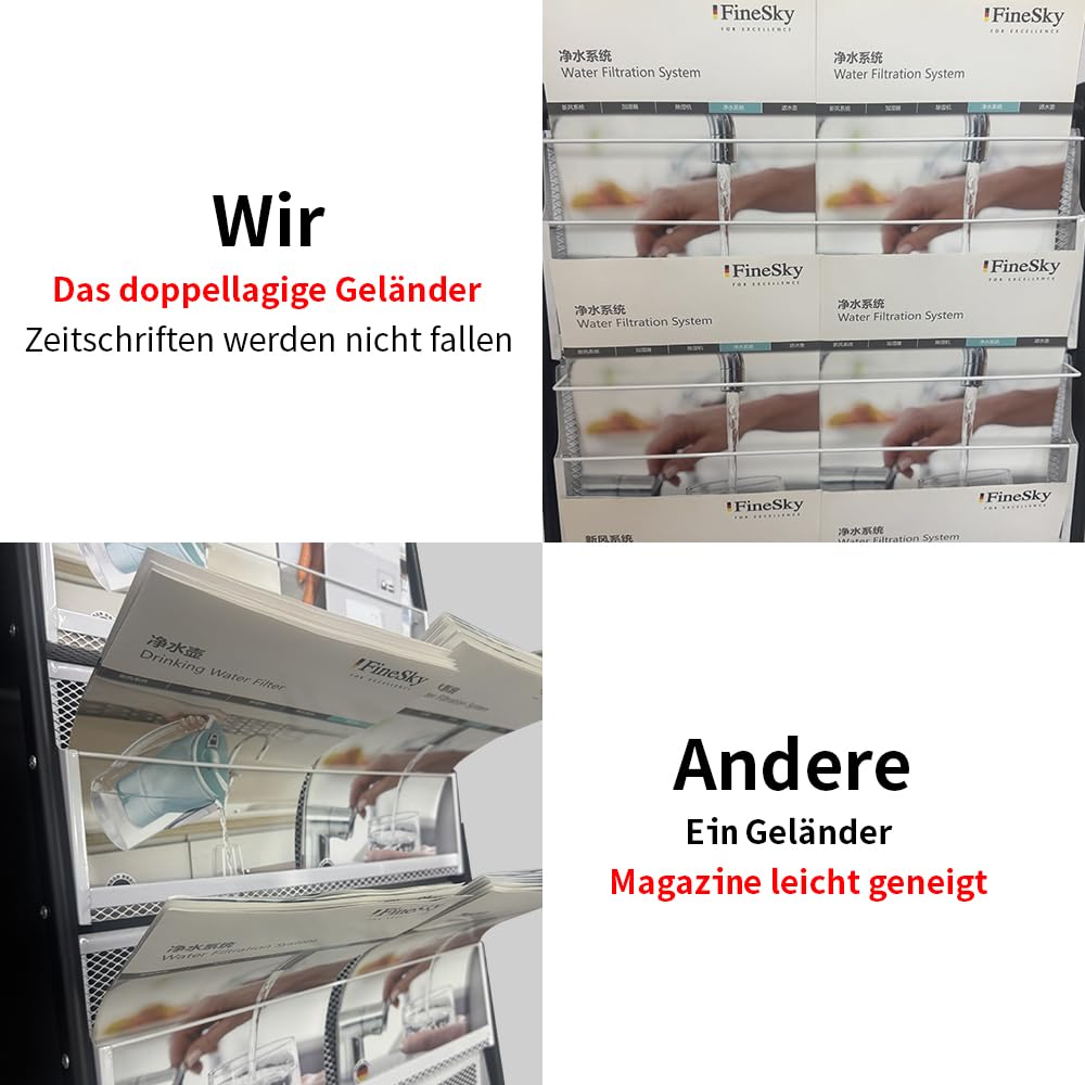 BPT Magazinregale Prospektständer Boden für Broschüren, Prospekthalter, Format A4, Eisen-Bücherregal