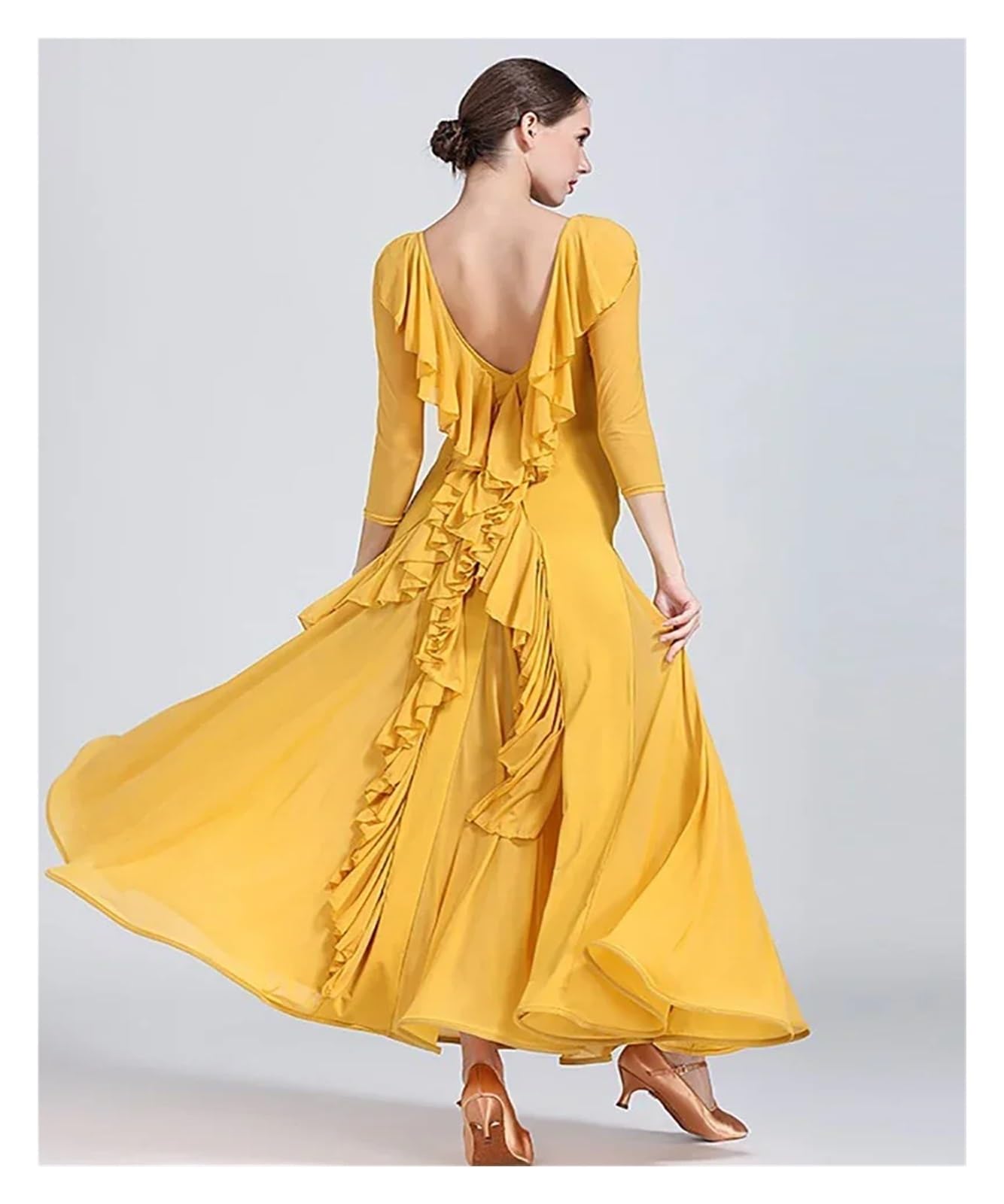 Vestido Flamenco Mujer Vestido De Baile Estándar For Mujer, Con Volantes Y Espalda Descubierta, For Competición Nacional, Ropa De Baile De Salón