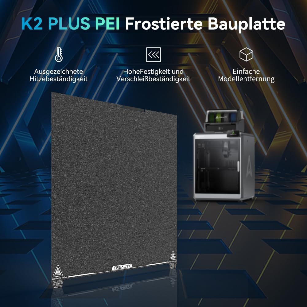 Creality K2 Plus PEI matowa płyta drukująca do drukarki 3D, wysoka odporność na temperaturę, odporność na zużycie i wysoka wytrzymałość, łatwa do odklejenia i dostosowania do K2 Plus