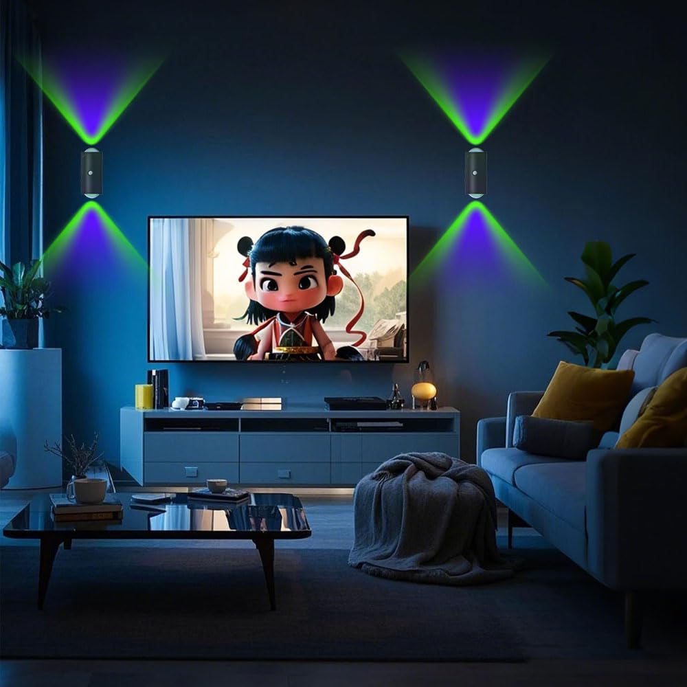 LED-Nachtlicht Kabellose LED Wandleuchte mit Bewegungssensor, Schwarz 4X