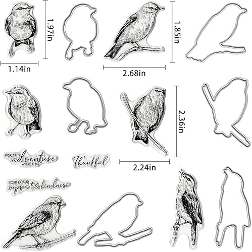 Miniatura 2 de Heureppy Troqueles de corte de búhos y sellos transparentes de animales con troqueles para hacer tarjetas, plantilla de plantilla de estampado de