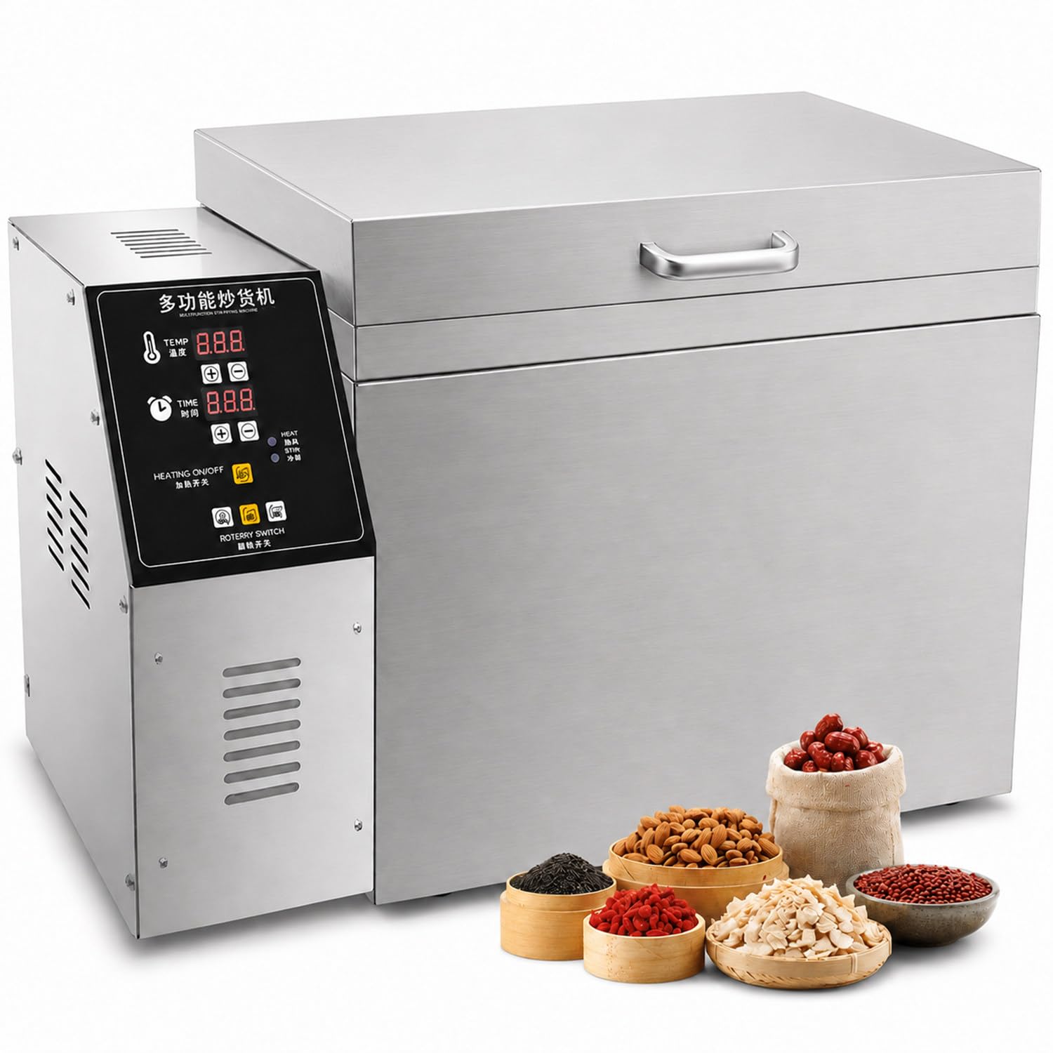 twostronking 1500/2200w Coffee Roaster, Coffee Bean Roasting Machine, 30-300℃ Adjustable, With LED Control Panel and 999-Minute Timer, 2.5/5kg Capacity, 360° Rotation, Chestnut Roaster type10