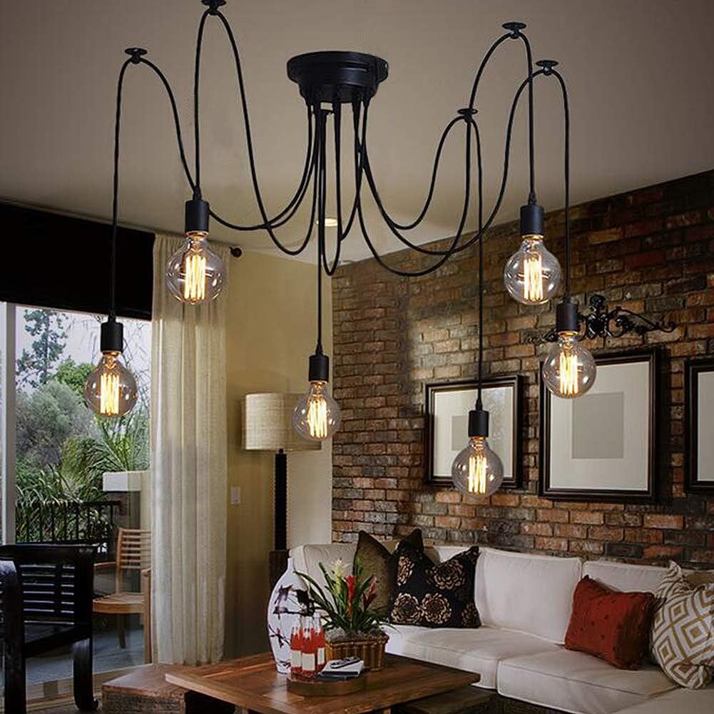 Lampadario Soggiorno Vintage Vintage E27 Industriale Retrò Tavolo Pranzo Design Minimalista Lampadario Regolabile Altezza Studio Pranzo Soggiorno Cafe Arredamento Casa Soffitto Ciondolo,50cm