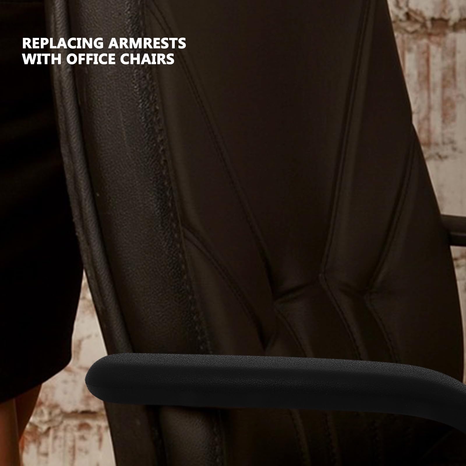 Almohadillas Agarre Cómodo para Reposabrazos 2 Piezas de Silla de Oficina de PU Negro y Reposabrazos Ajustable para Uso en Oficina