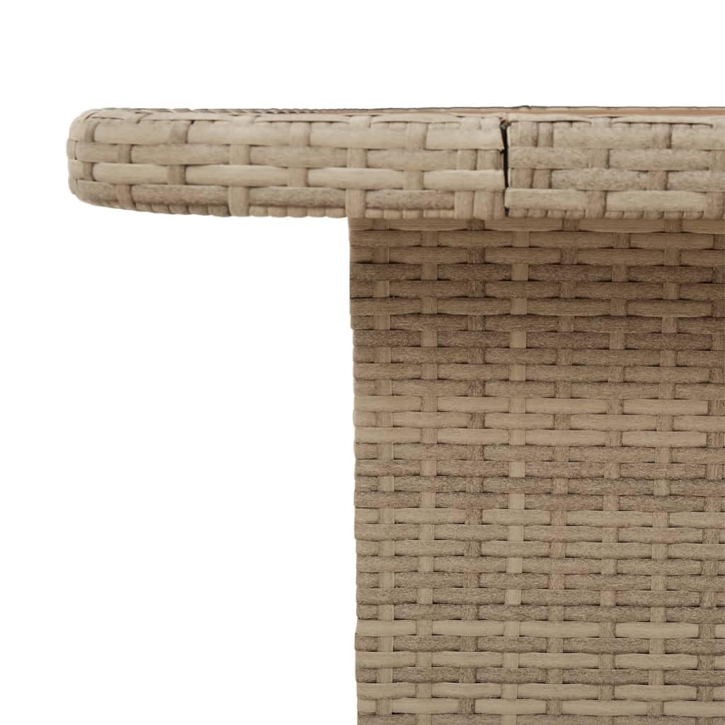 vidaXL Mesa de Jardín, Mesita de Centro, Mesa Auxiliar de Exterior, Mesa para Patio Terraza, Ratán Sintético Madera Maciza de Acacia Beige