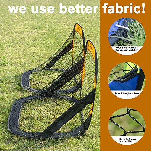 porayhut 4FT Pop Up Kids Soccer Goal and Ball Sets Portable Soccer Net for Training Easy Assembly with Compact Carrying Bag Gift Idea for Toddlers with Pump and 8 Stakes (Black Orange)