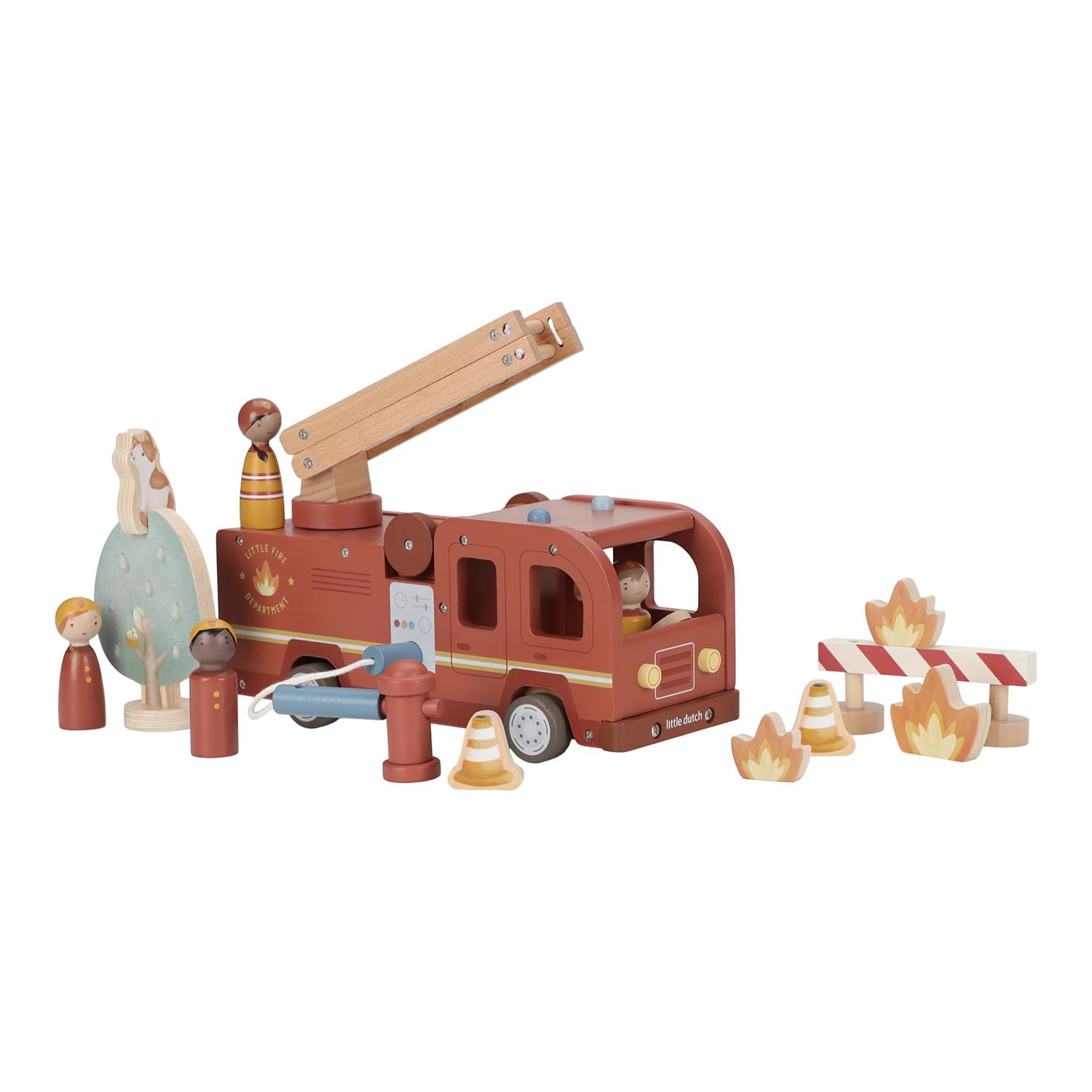 Little Dutch 2536 Escalera giratoria de madera para coche, color rojo