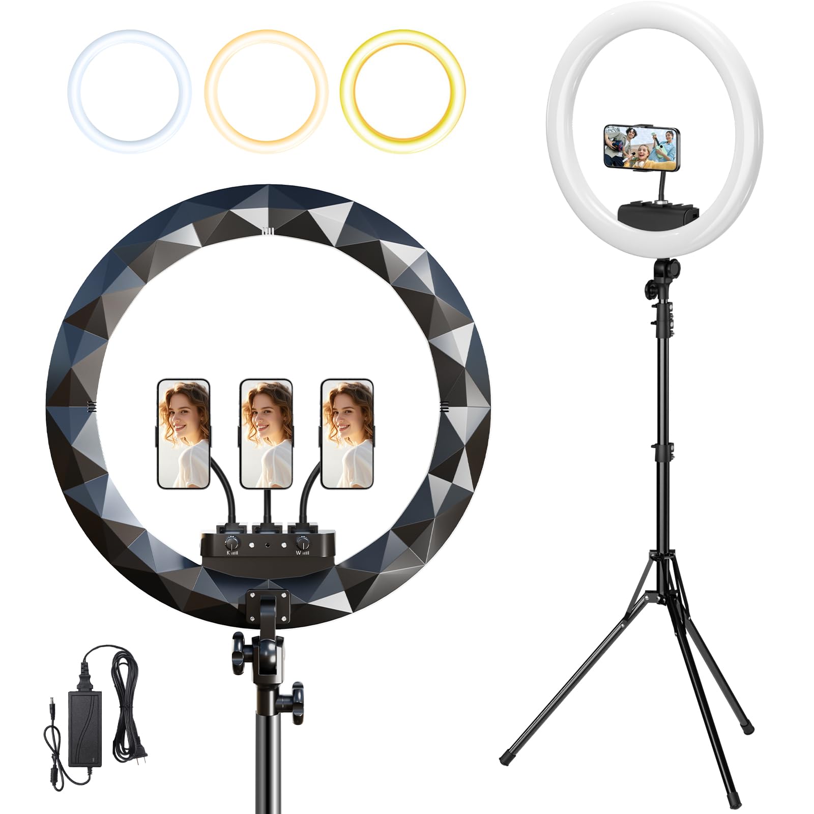 Photo 1 of ***FOR PARTS ONLY/ MISSING ASSEMBLY PIECE(S) STAND*** Large Ring Light with Stand, 19" Ring Light Tripod for iPhone, Professional Led Ringlight for Live Streaming, Barber, Makeup, YouTube, Tiktok, Black