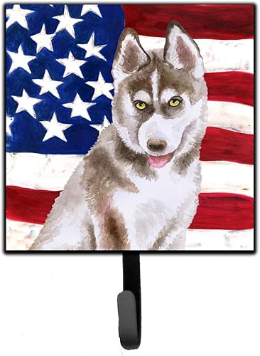 Caroline's Treasures BB9696SH4 - Correa patriótica o soporte para llaves, color gris husky siberiano, 7 de alto x 4.25 W, multicolor