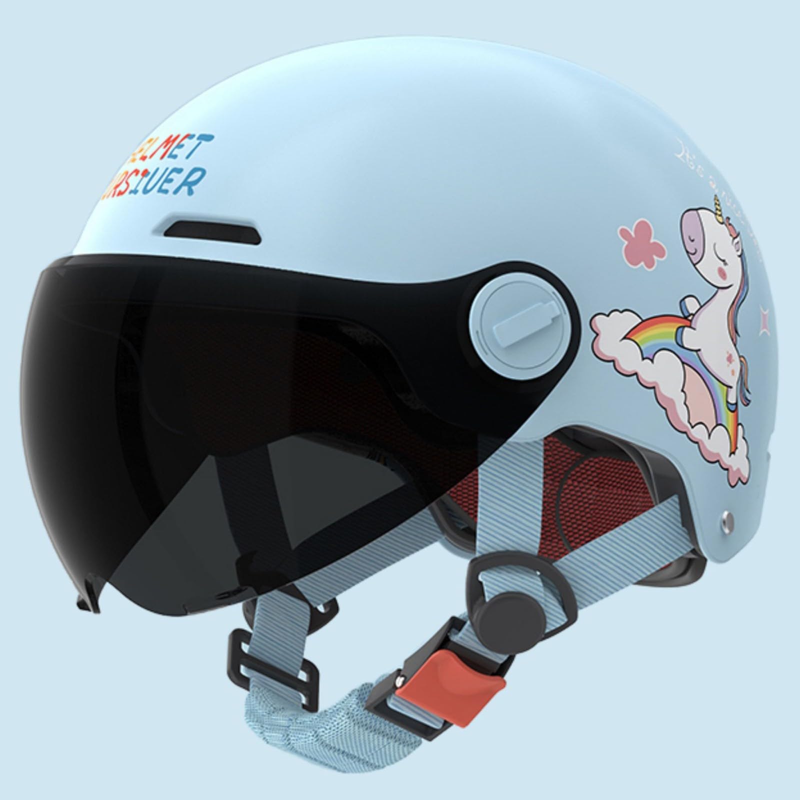 Casco De Ciclomotor para Niños, Casco De Scooter con Visera para Niños Y Niñas De 3 A 16 Años, Casco De Moto Abierto para Niños, Homologado Según La Norma ECE 22.06