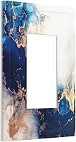 Vista 105 de Cubierta de Placa de Pared de 2 Pandillas de Mármol Abstracto, Placa Frontal de Interruptor de Luz Eléctrico Decorativa en Azul Marino y Oro