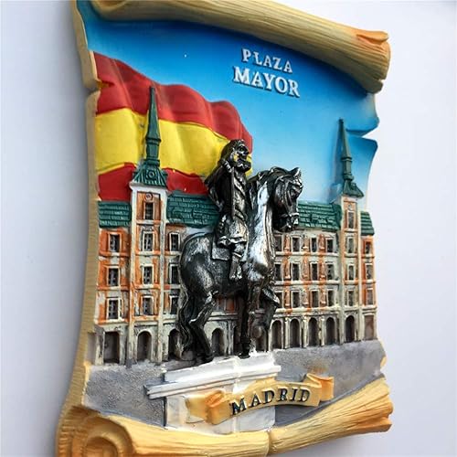 Miniatura 4 de Mayor Plaza Madrid España - Imán para nevera, resina 3D, hecho a mano, artesanía, turismo, viaje, ciudad, recuerdo, colección, calcomanía para