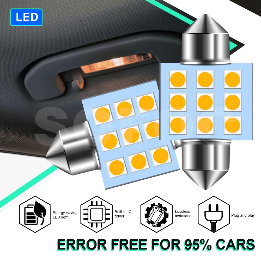 SOFOC LED Festoon Bulb 31MM Warm White 12V AC/DC per luce interna auto, plafoniera, luce di cortesia, lampada mappa, luce targa 10Pcs