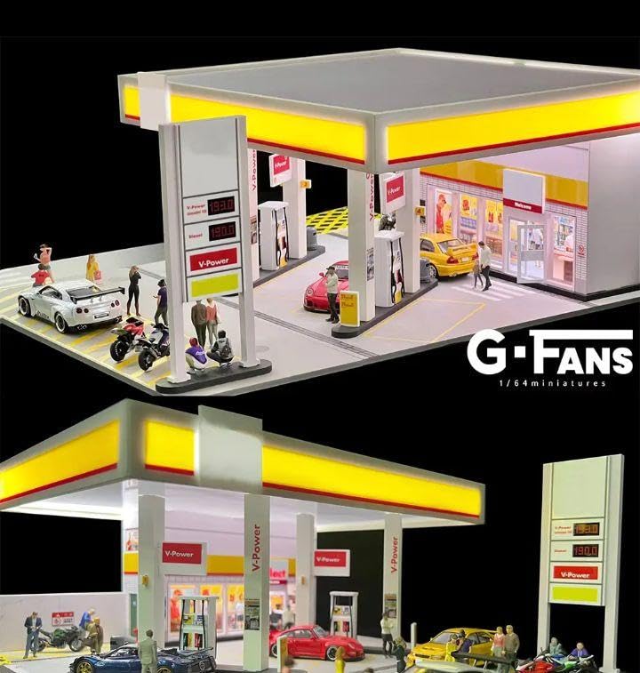 Amazon.co.jp: 1／64サイズジオラマ【シェルガソリンスタンド】G
