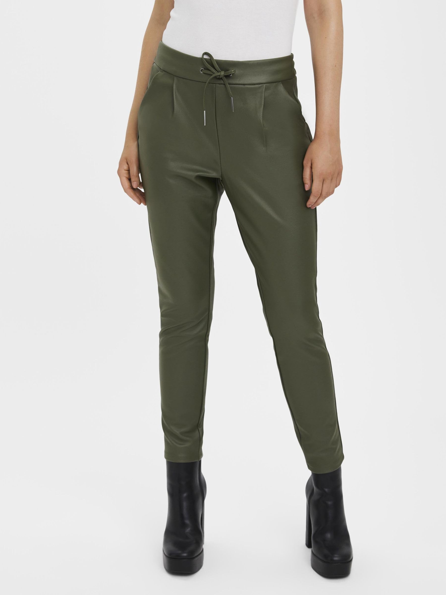 VERO MODA Pantalon en Simili-Cuir VMEVA Taille Moyenne Pantalons
