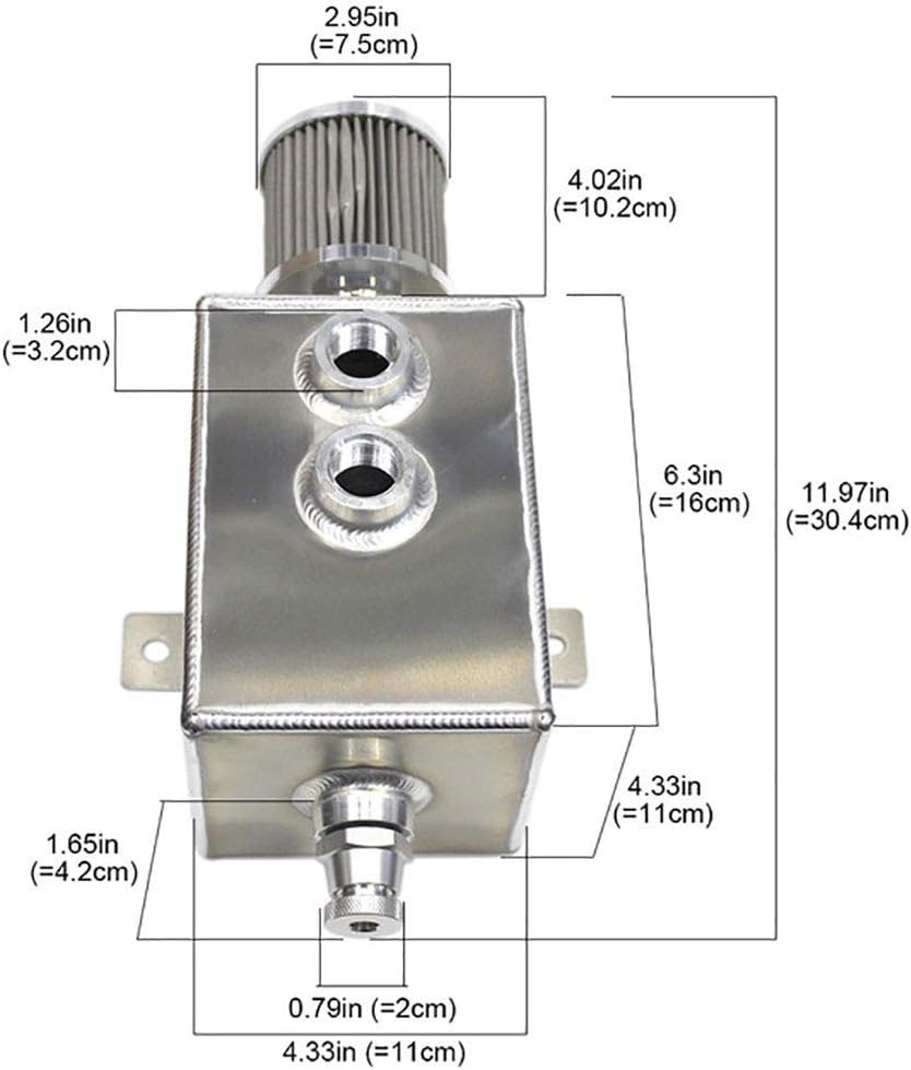 Universal Car Aluminum Oil Catch Can Tank Silver Black Fuel Tanks with Breather Filter Drain Tap 3LT Baffled ,B