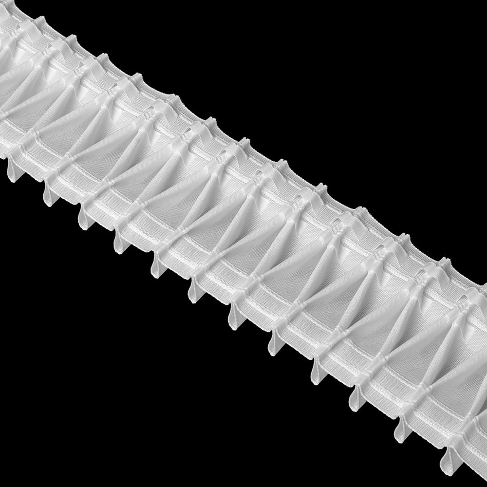Oz-Is Dar Tekstil Gardinenband 50 Meter Smokfalten 80 mm, 1:2.5, 100% Polyester, Weiß Faltenband zum Annähen für Vorhänge und Gardinen 3763P