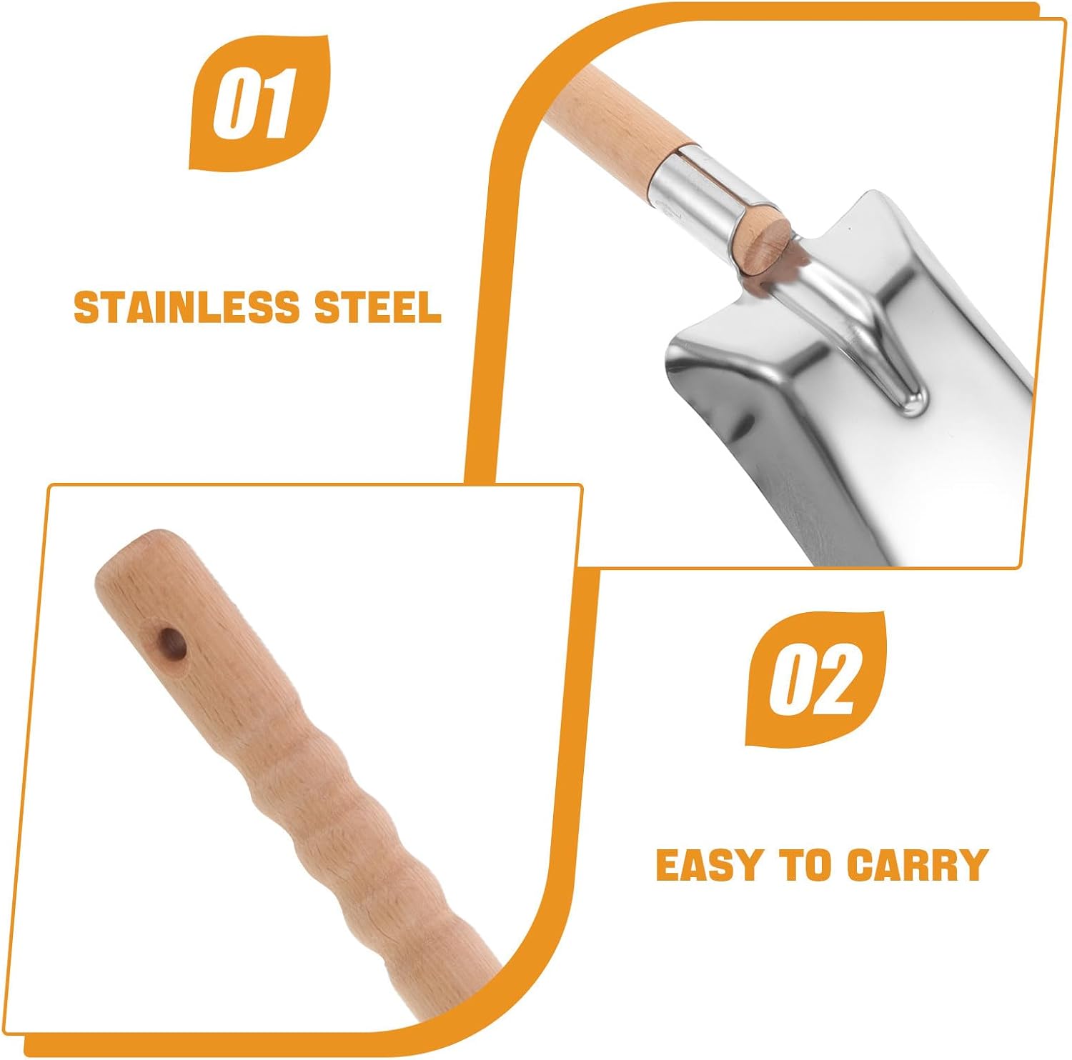 Fireplace Ash Shovel and Coal Scoop with Beech Wood Handle, Stainless Steel Fire Stove Scoop for BBQ Charcoal, Fire Pit, and Home Fireplace Cleaning Tools